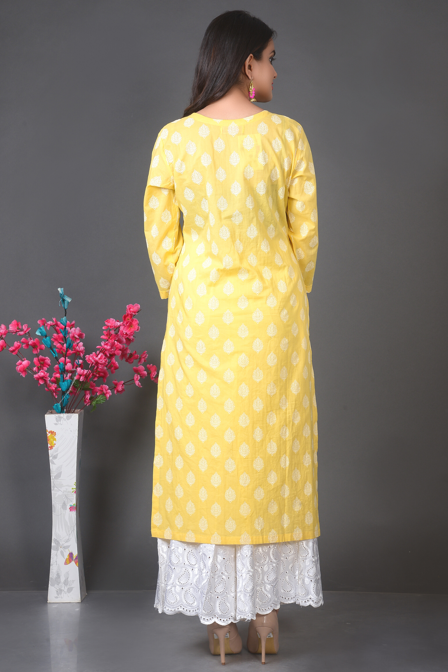 Block Print Yellow Kurta