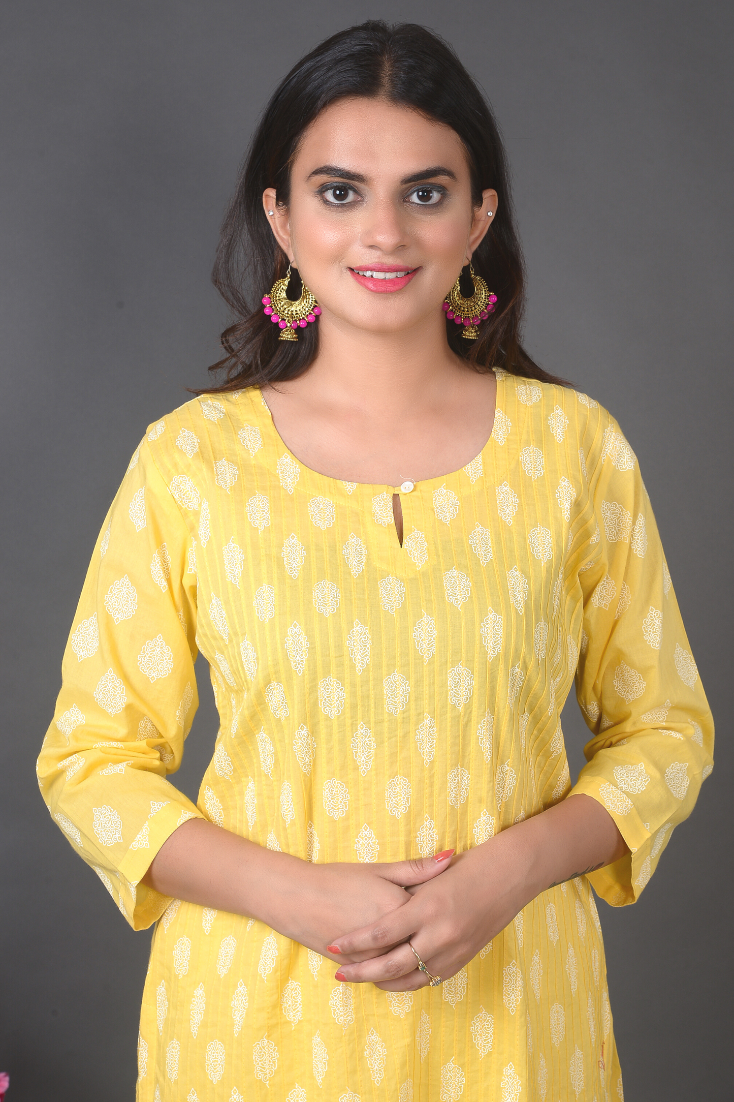 Block Print Yellow Kurta