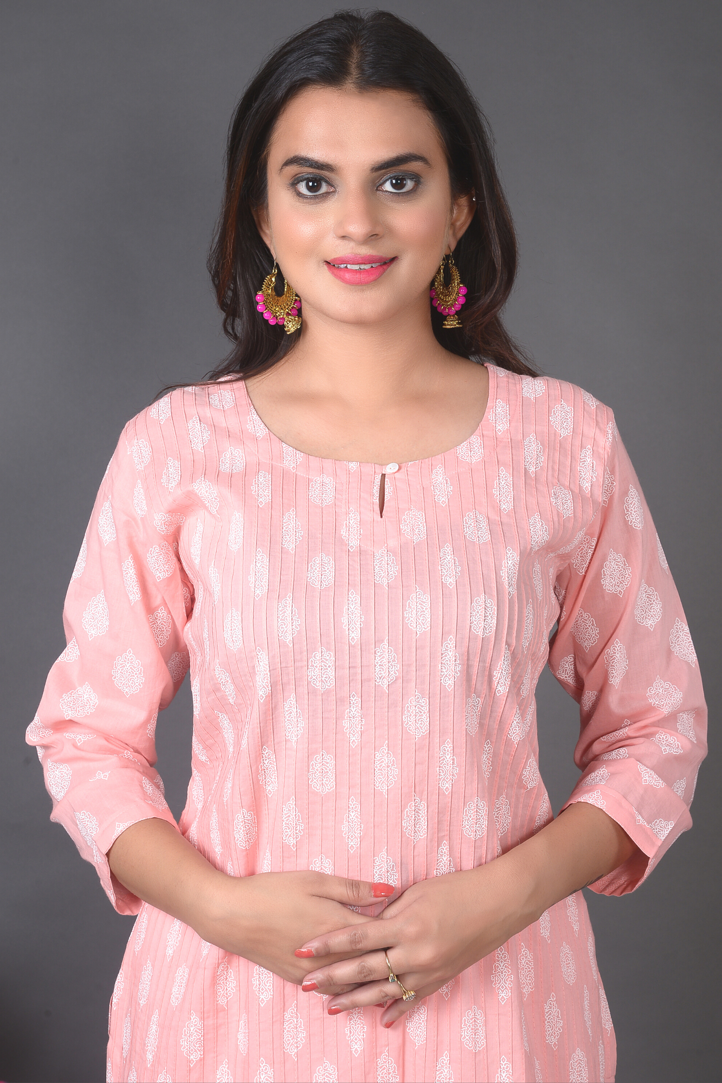 Block Print Tea Rose Kurta