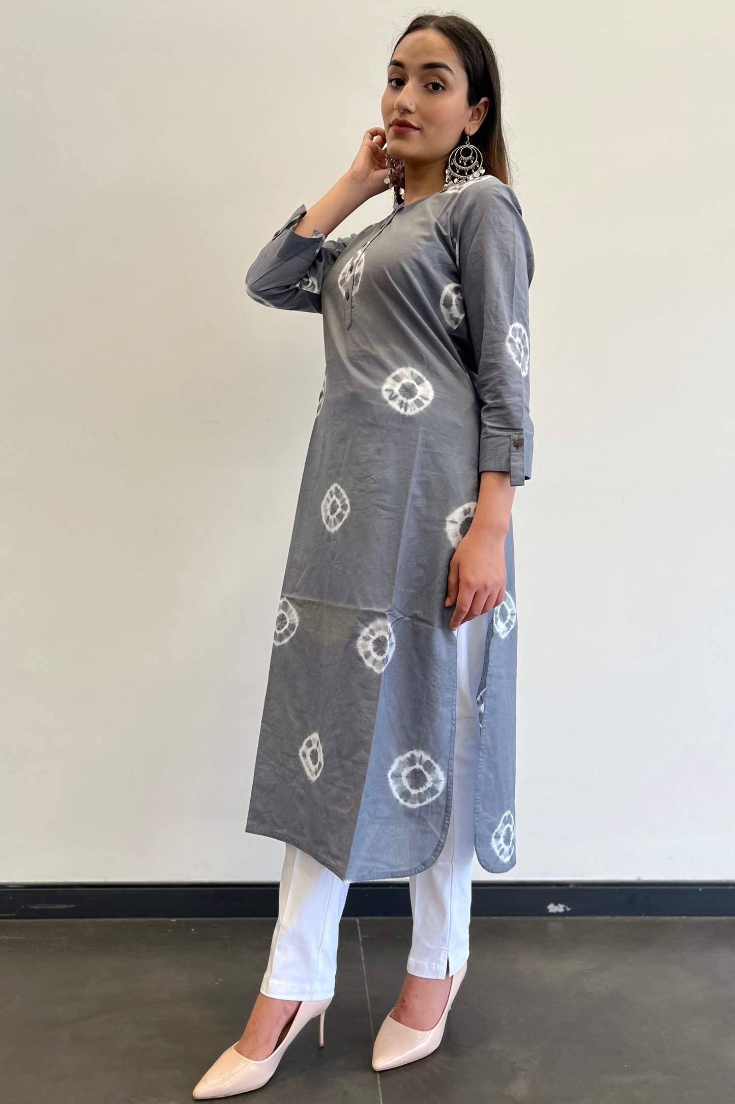 GREY TIE DYE KURTA