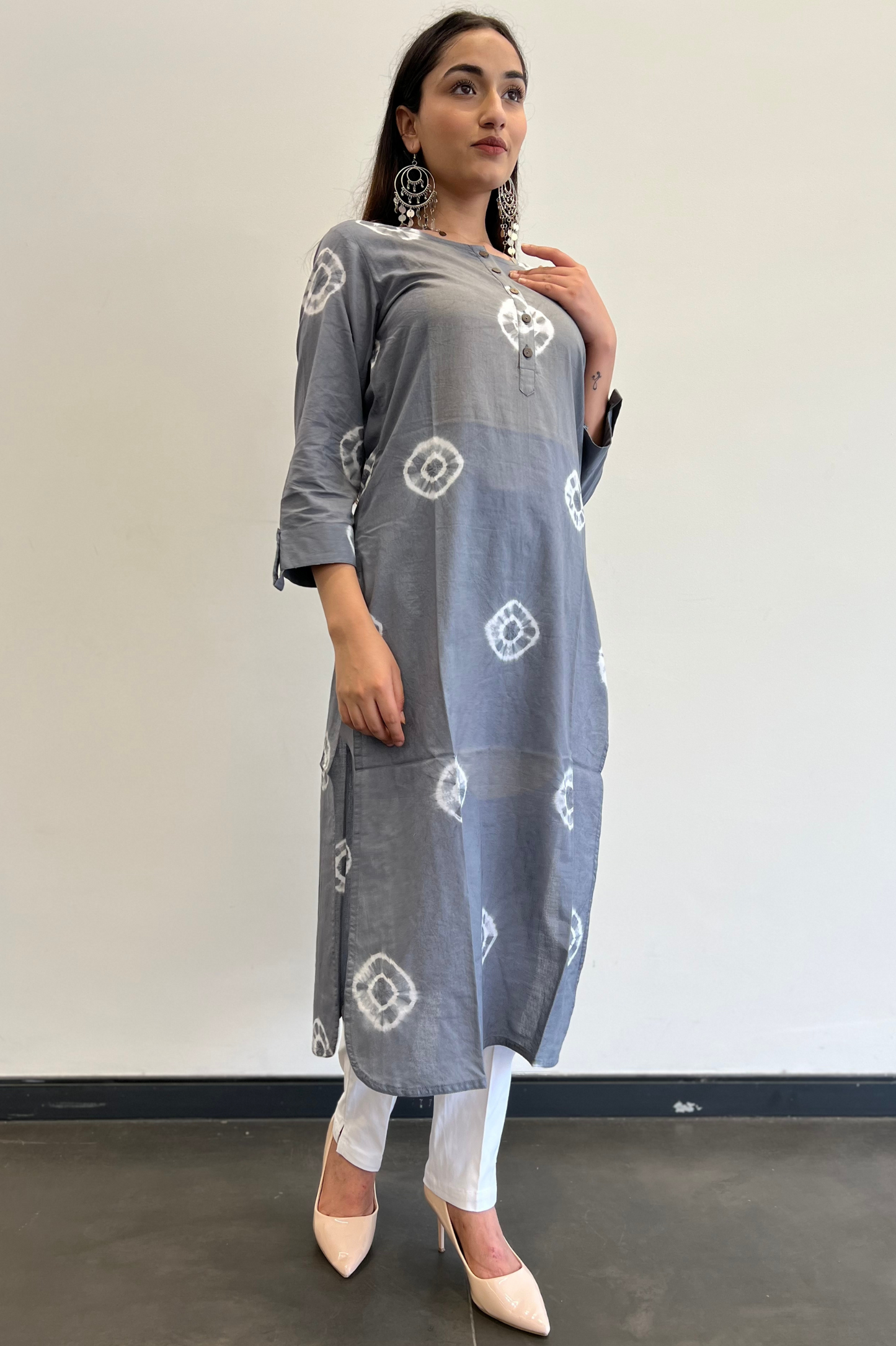 GREY TIE DYE KURTA