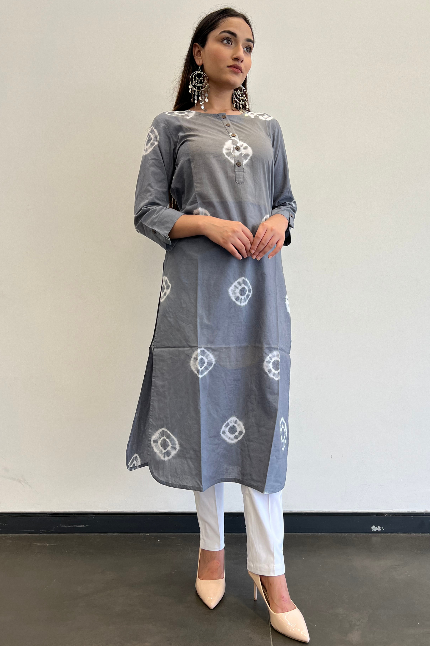 GREY TIE DYE KURTA
