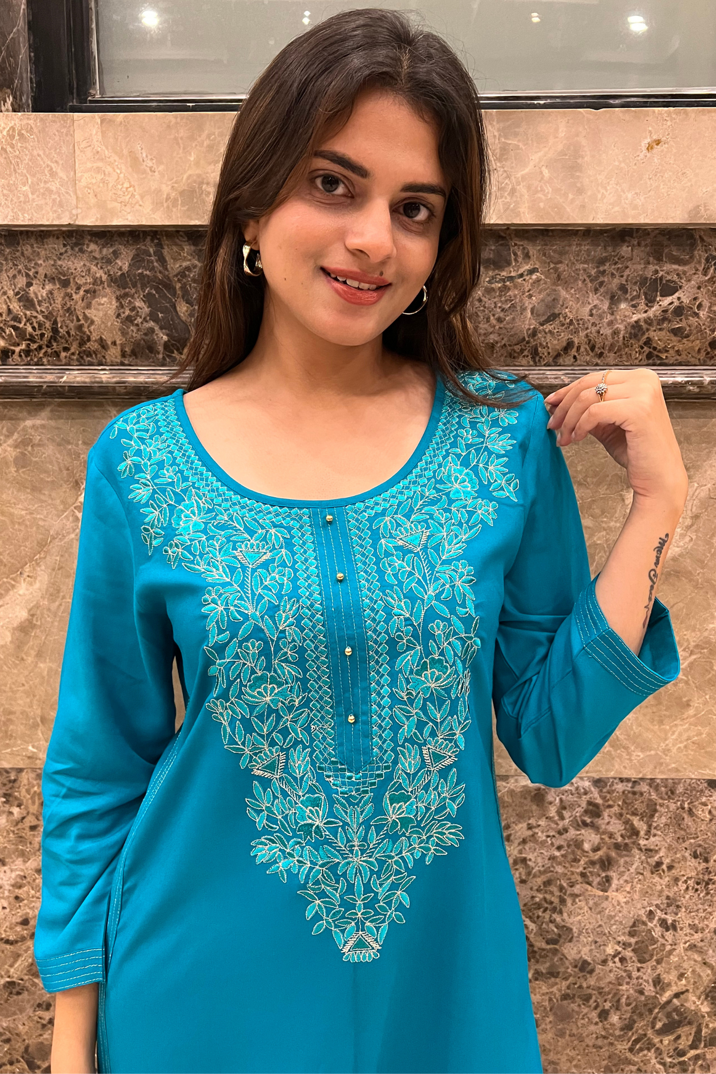A Line Zari Embroidery Kurta