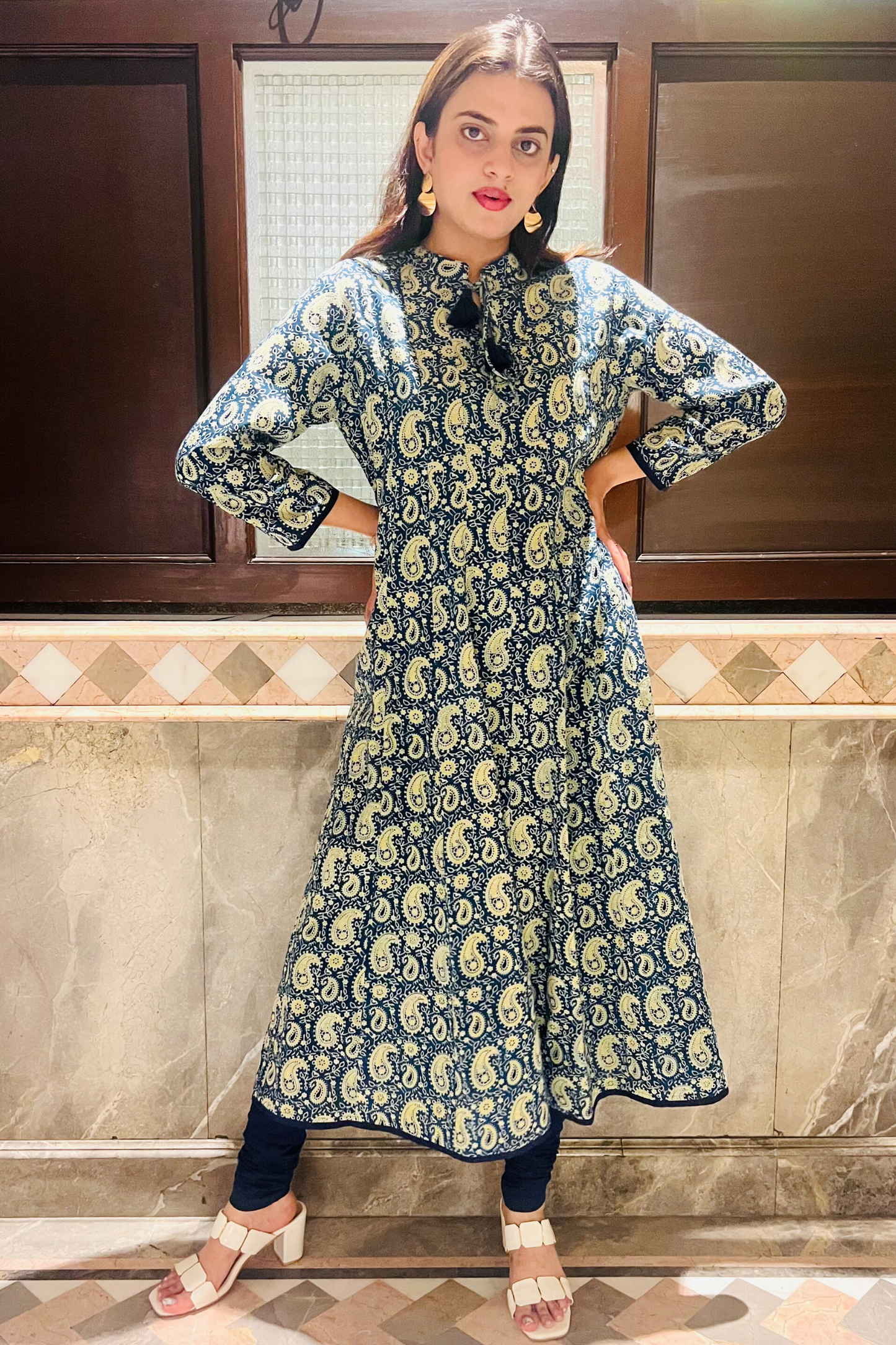 Ajrak Print Gheradar Dress