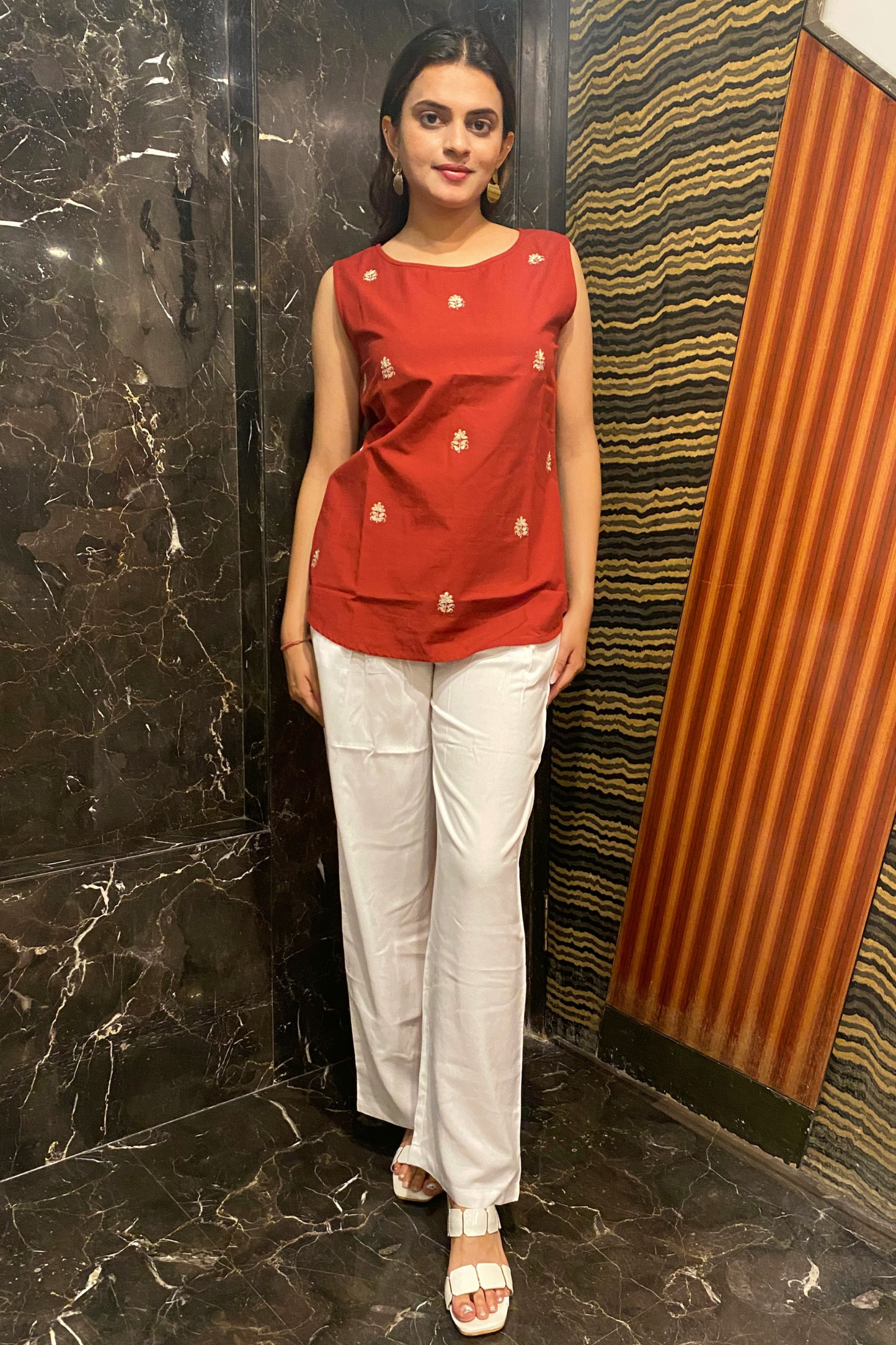 White Palazzos with Inverted Pleats