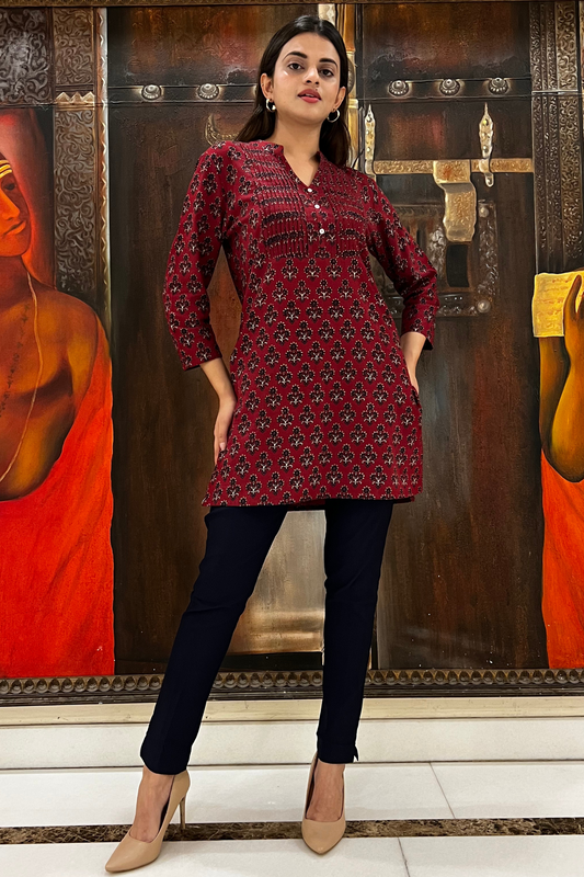 AJRAK Booti PRINT KURTI