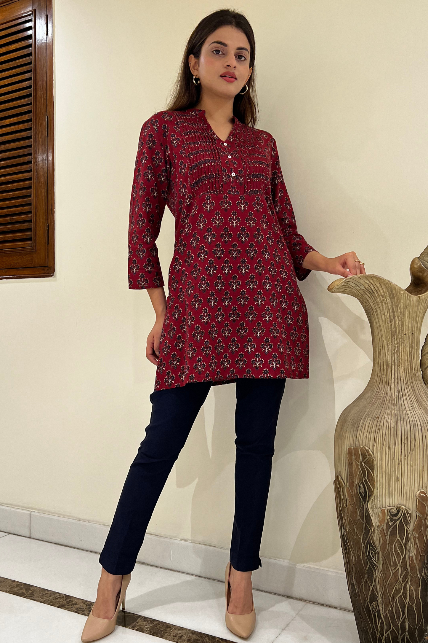 AJRAK Booti PRINT KURTI