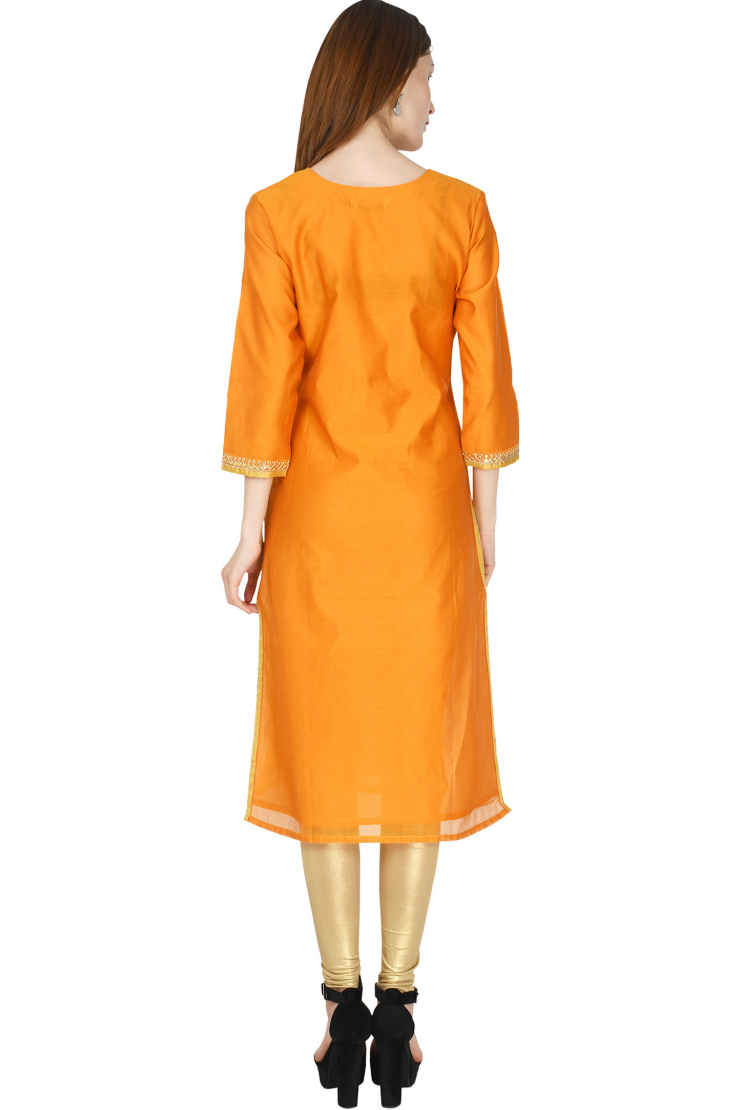 Mustard Chanderi Kurta Set