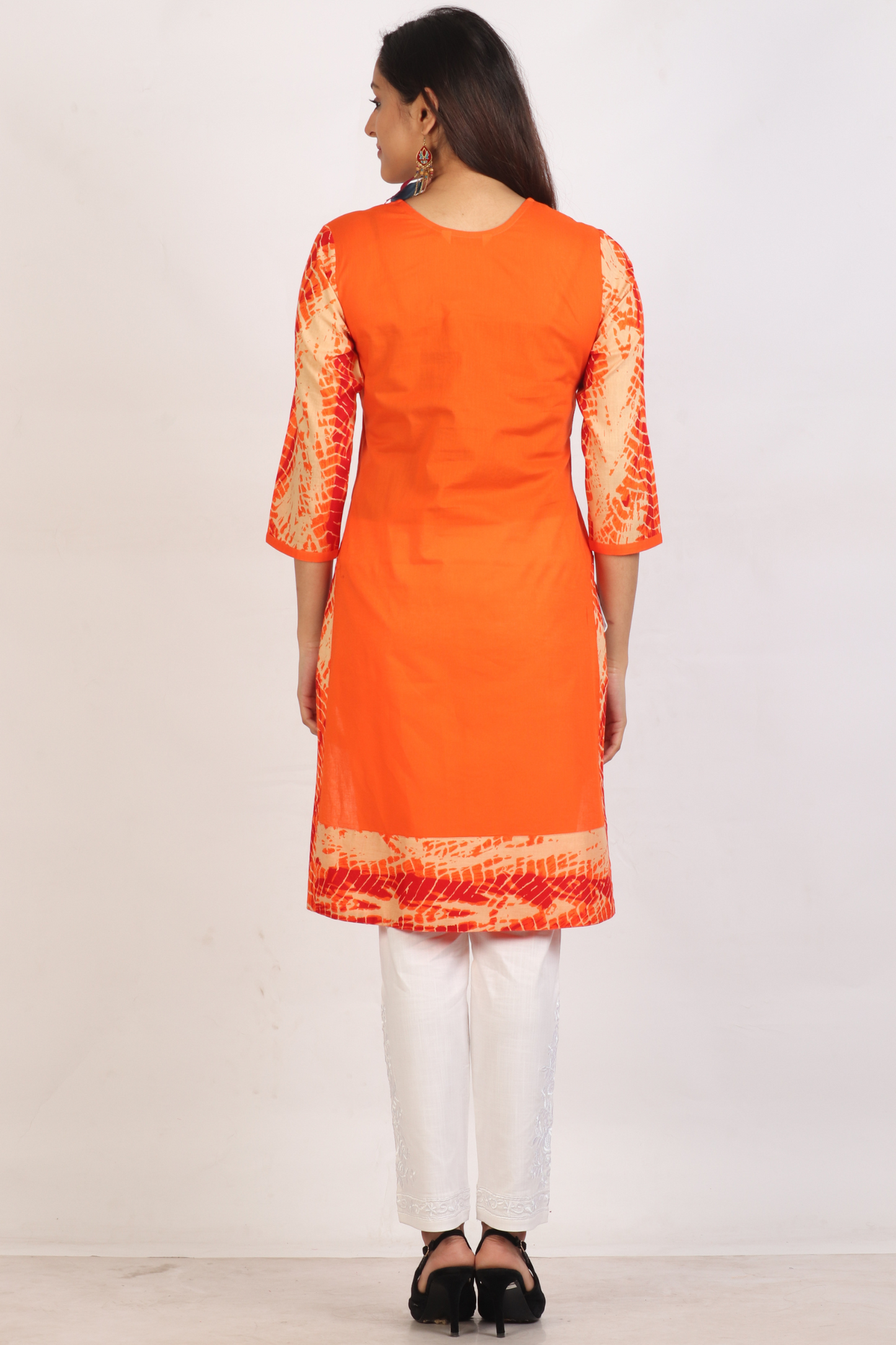 Orange Embroidery Kurta