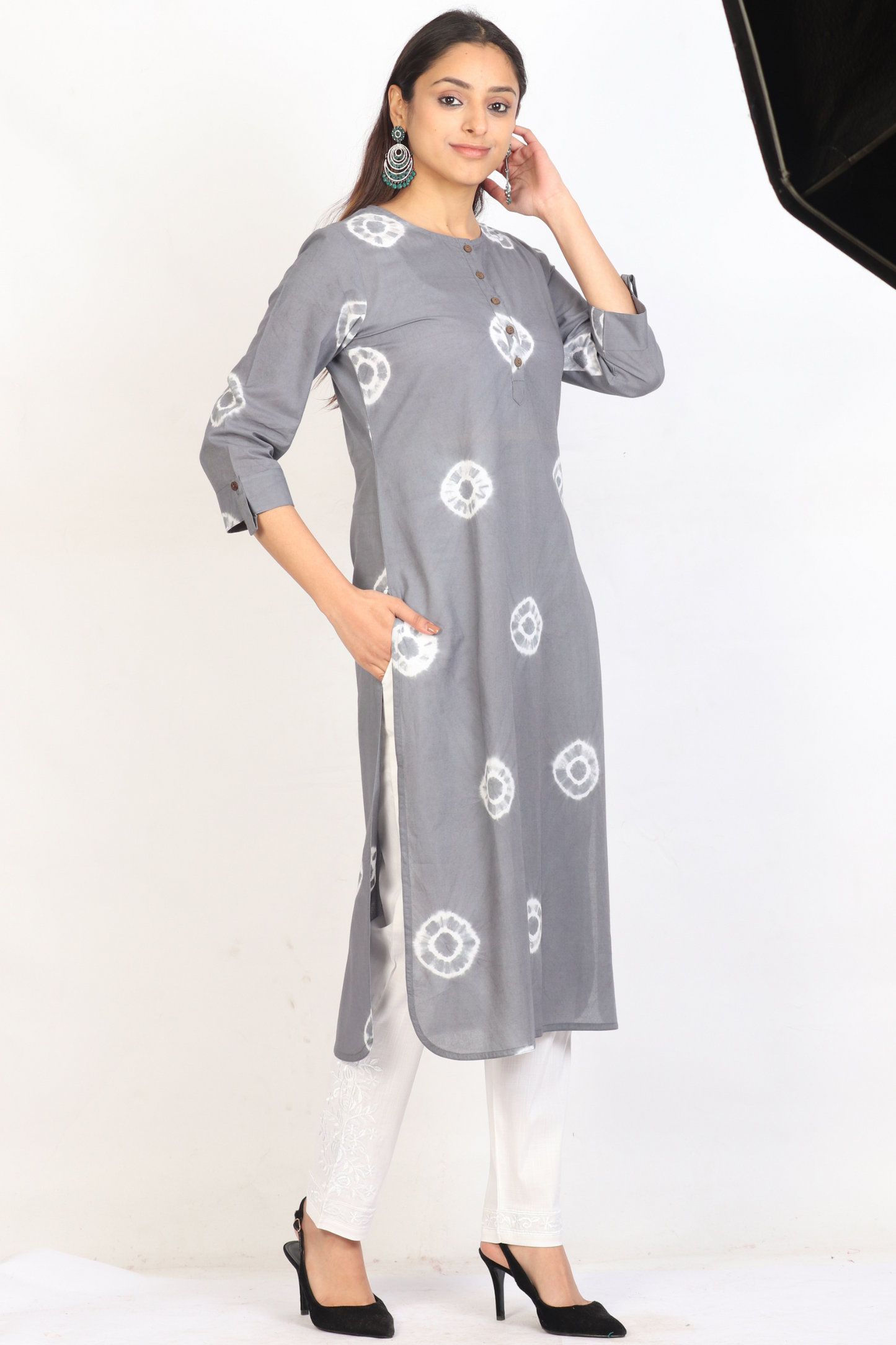 GREY TIE DYE KURTA