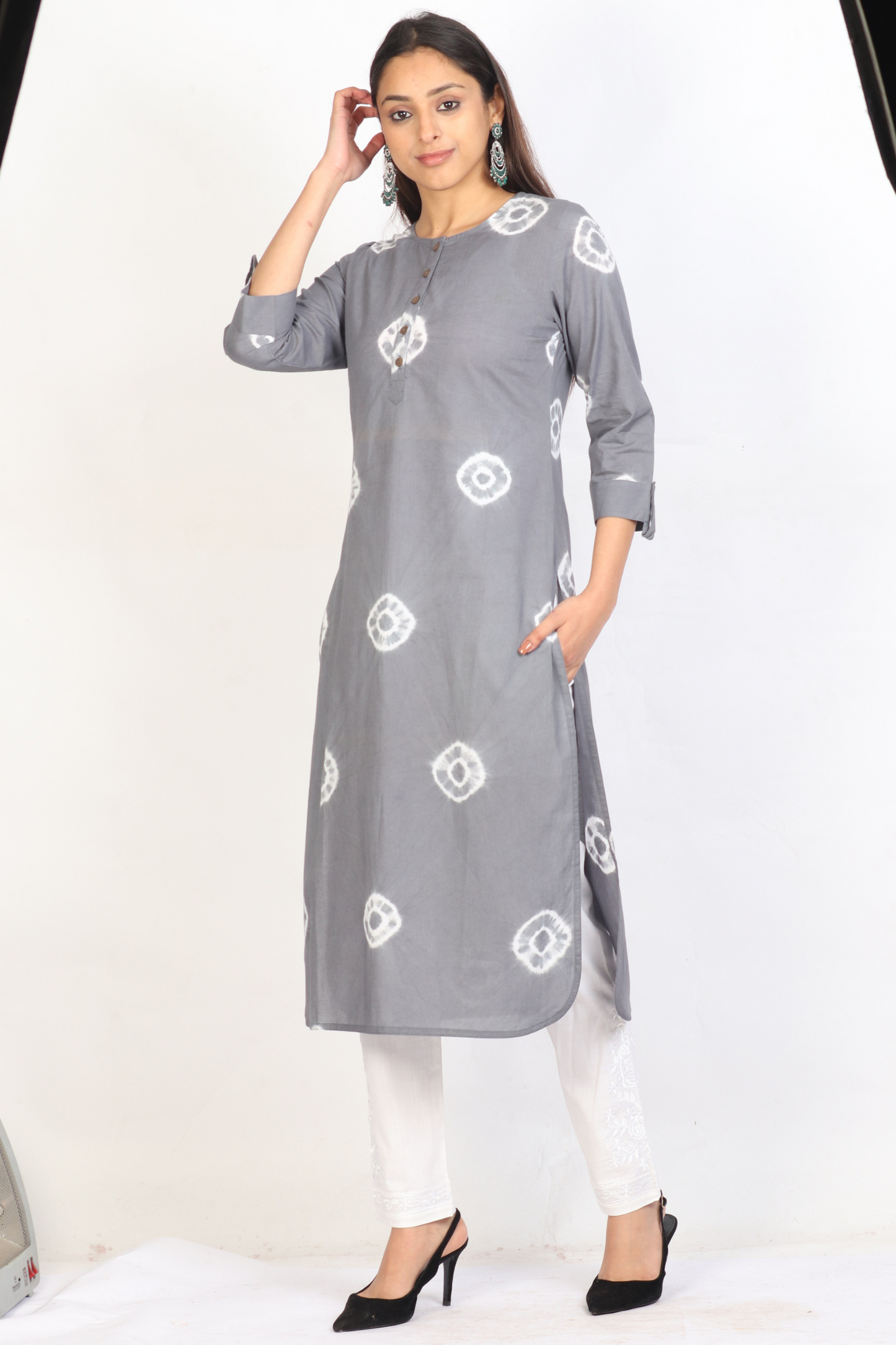 GREY TIE DYE KURTA