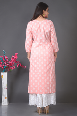 Block Print Tea Rose Kurta