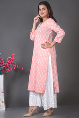 Block Print Tea Rose Kurta