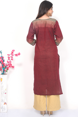 A-Line Maroon Kurta