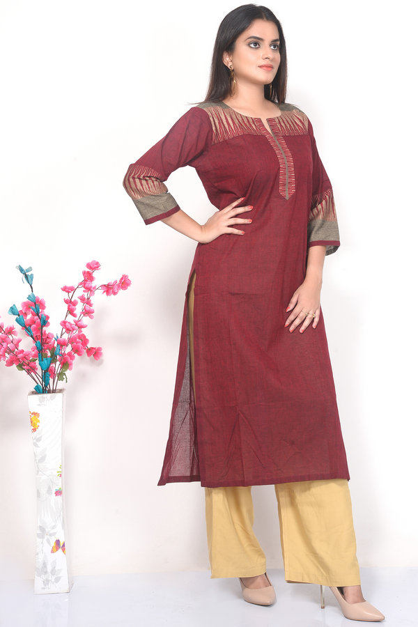 A-Line Maroon Kurta