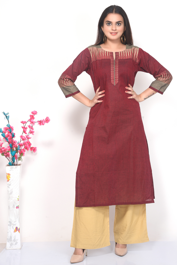 A-Line Maroon Kurta