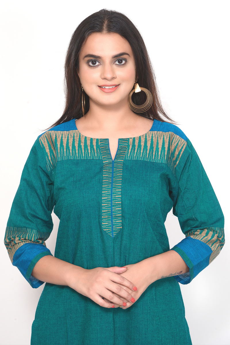 A-Line Dark Aqua Kurta