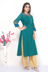 A-Line Dark Aqua Kurta