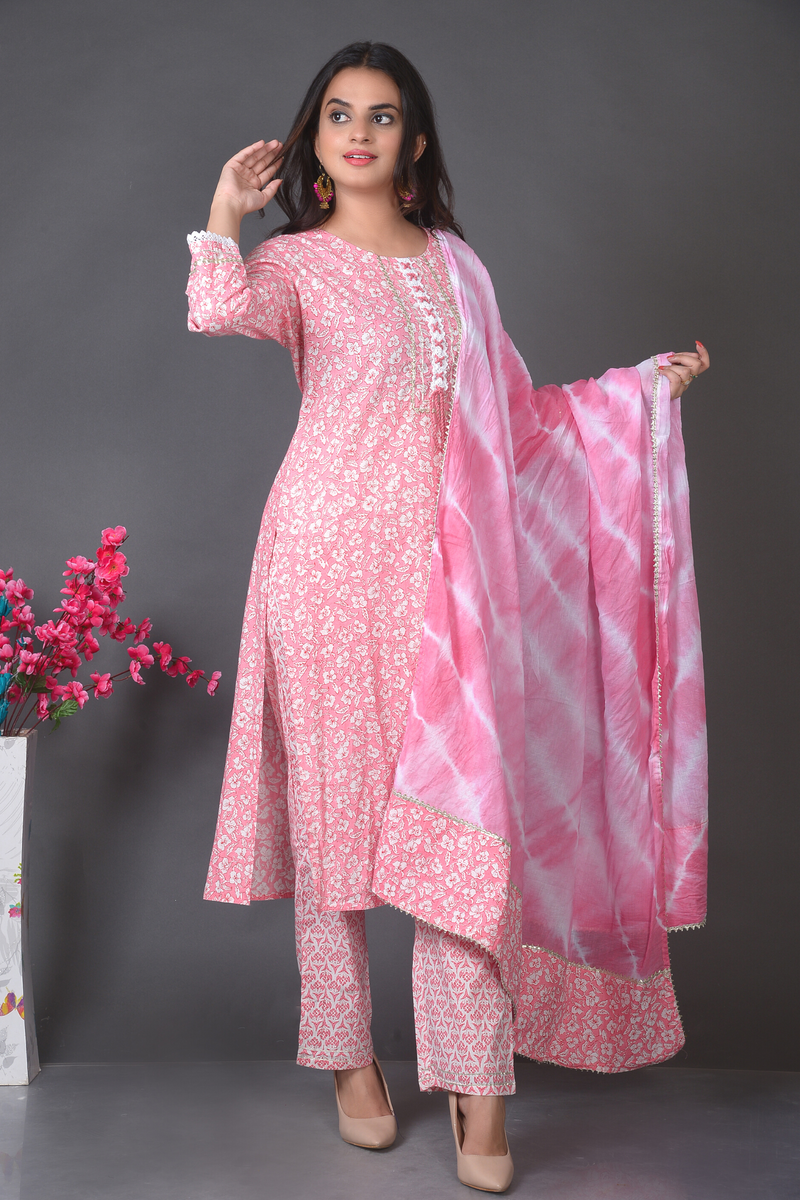 Printed Cotton Kurta Set