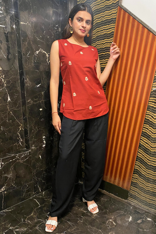Black Palazzos with Inverted Pleats