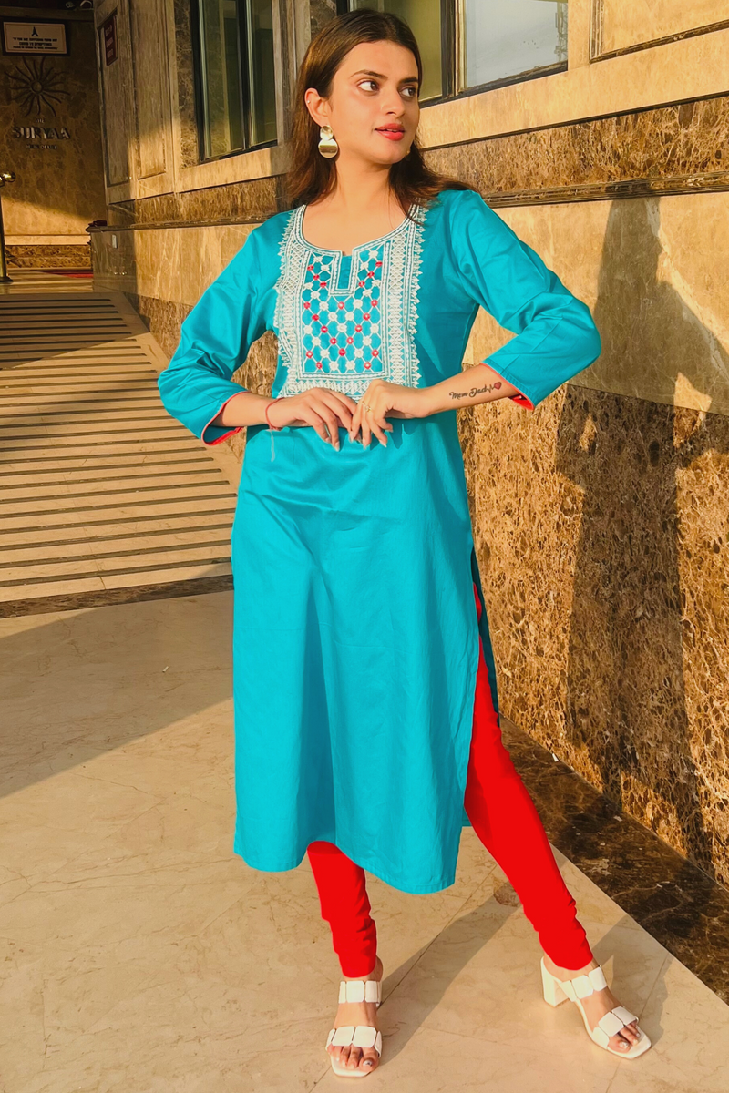 Glazed straight fit kurta