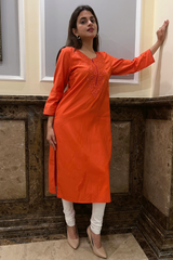 CAROT EMBROIDERY A- LINE KURTA