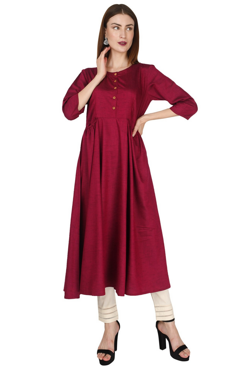 Maroon Ghera Dress