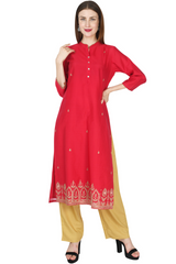 Red Chanderi Kurta