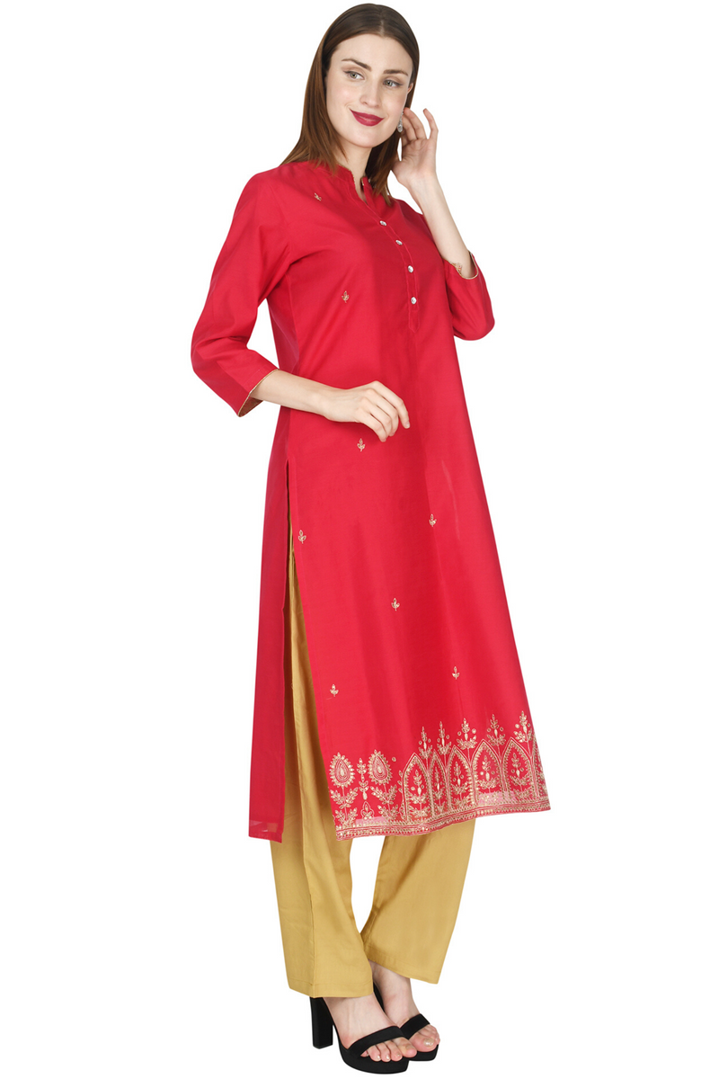 Red Chanderi Kurta