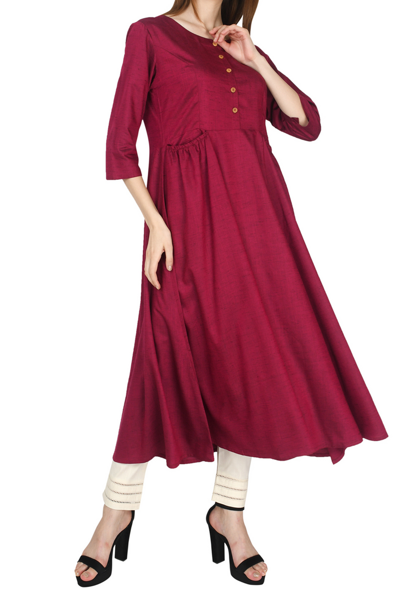 Maroon Ghera Dress