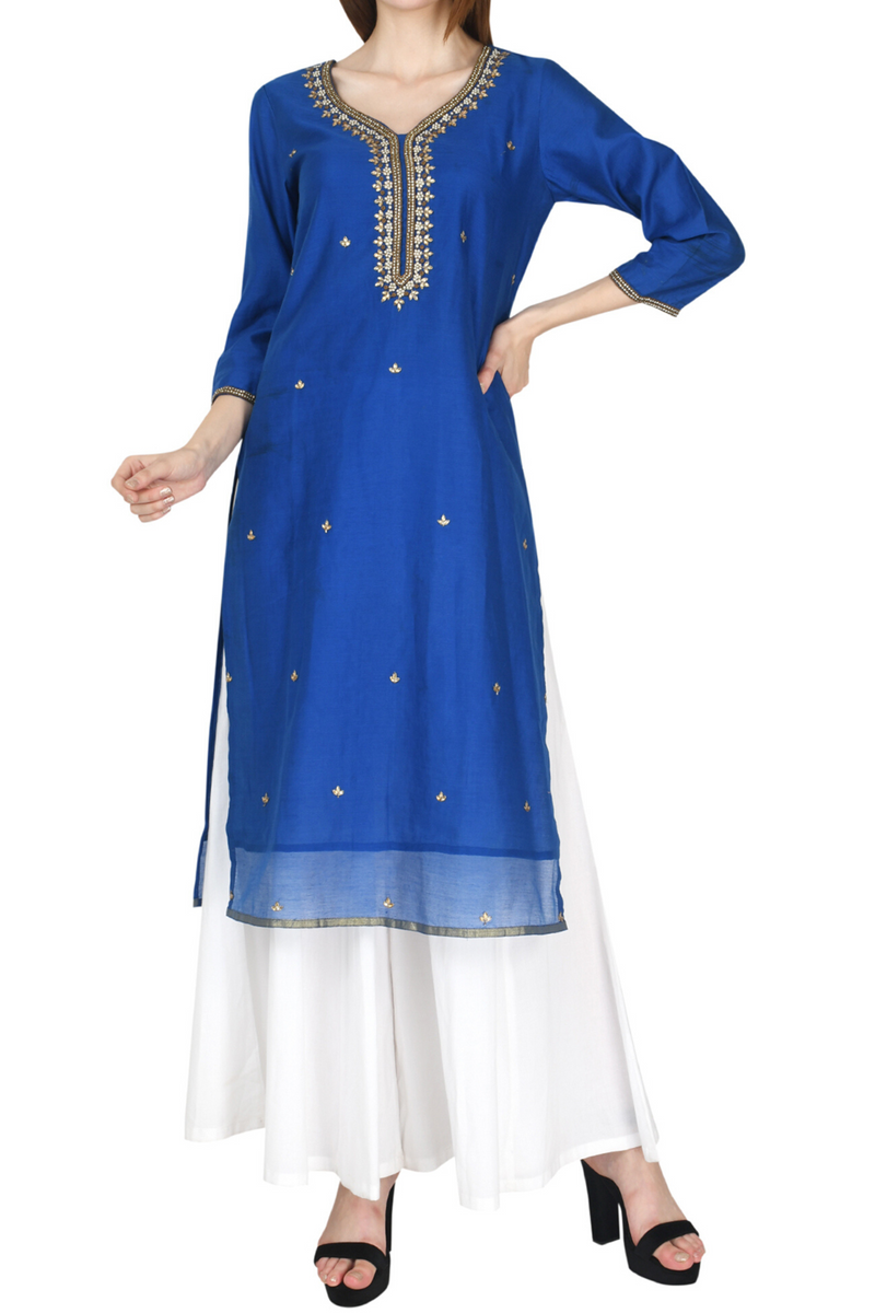 Royal Blue Chanderi Kurta