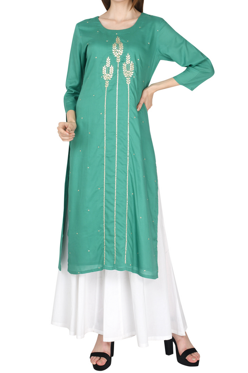 Pista Green Chanderi Kurta