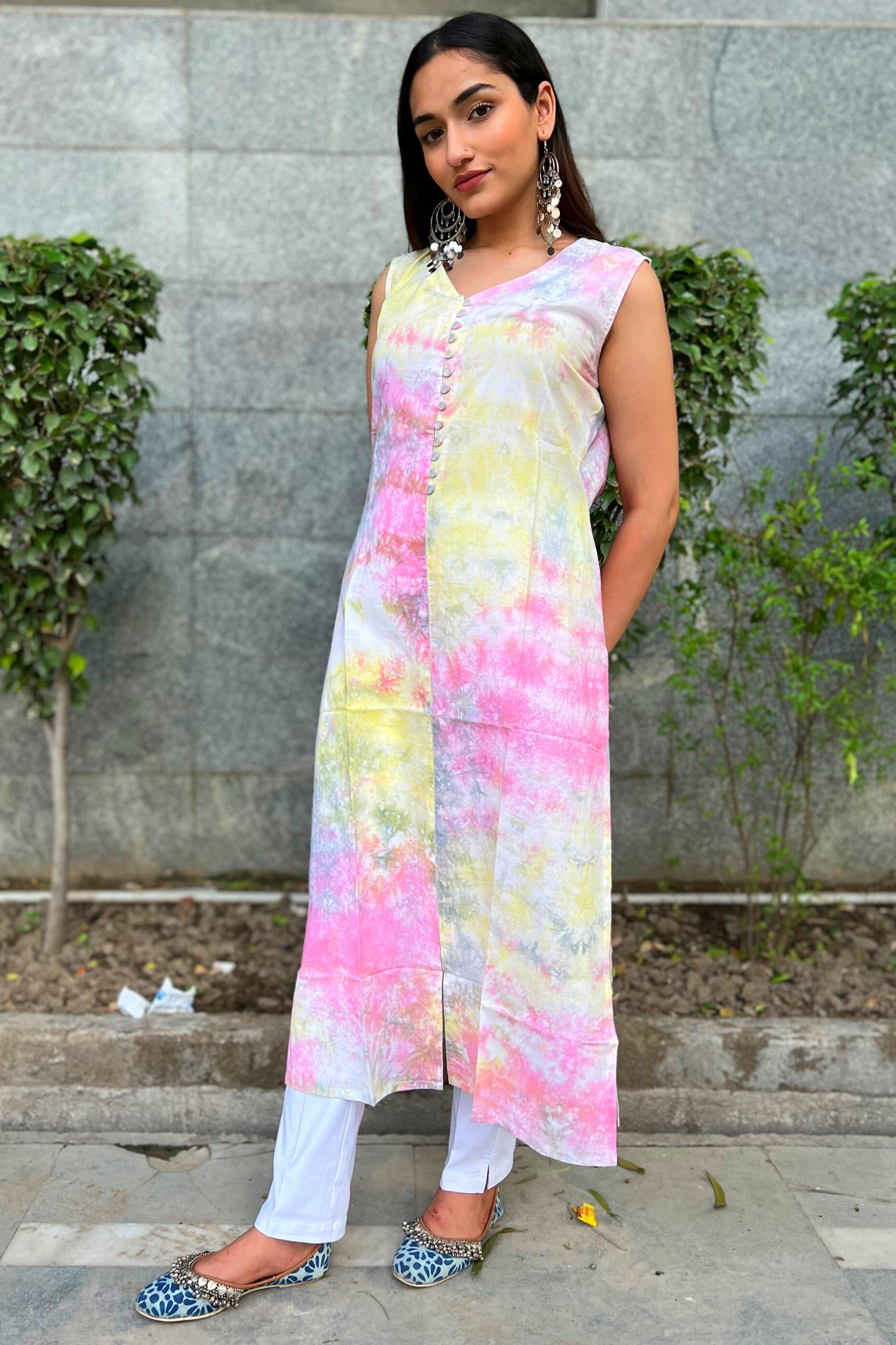 MULTI PRINT TIE DYE KURTA