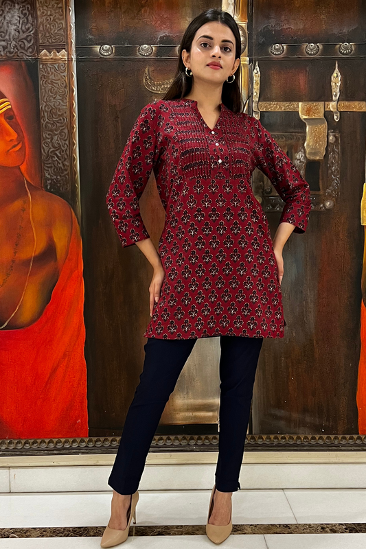 AJRAK Booti PRINT KURTI