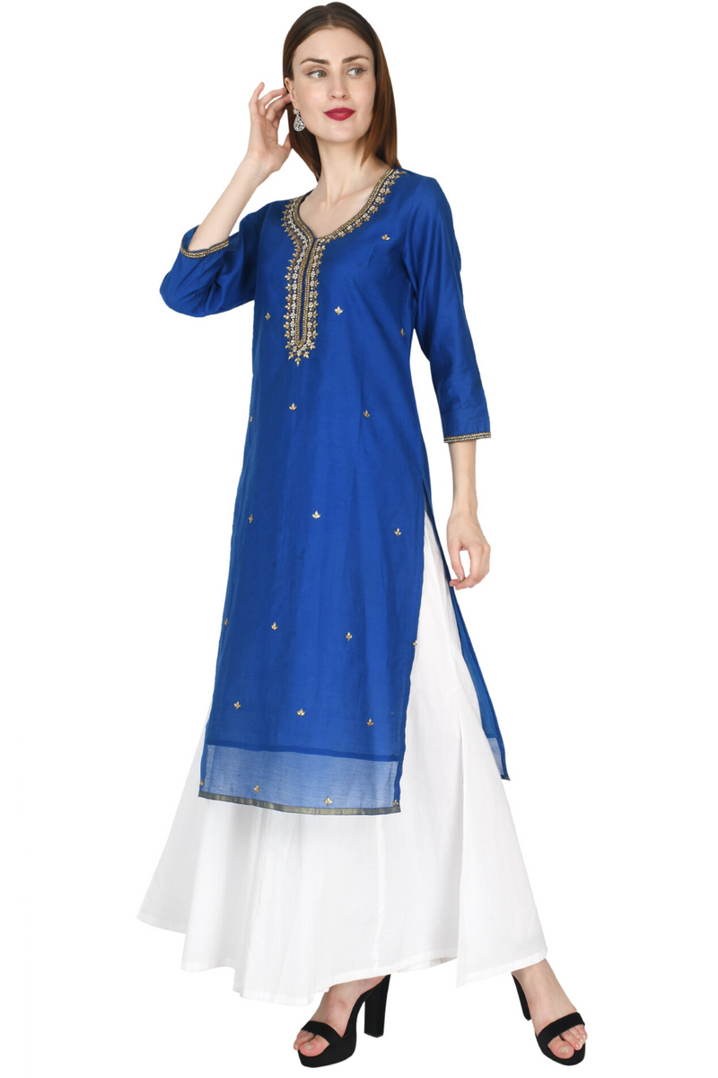 Royal Blue Chanderi Kurta