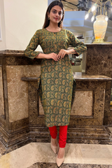 A Line Ajrak Print Cotton Kurta