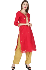 Red Chanderi Kurta