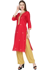 Red Chanderi Kurta