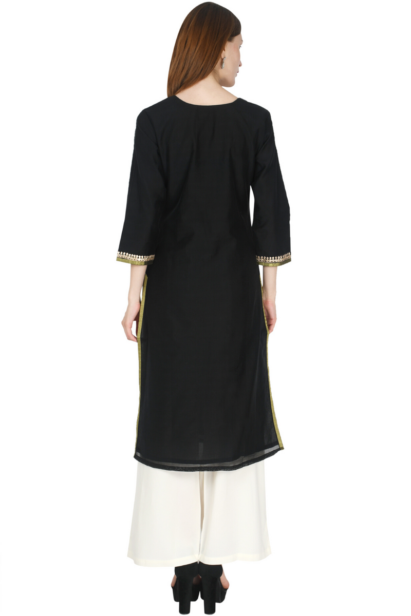 Black Chanderi Kurta