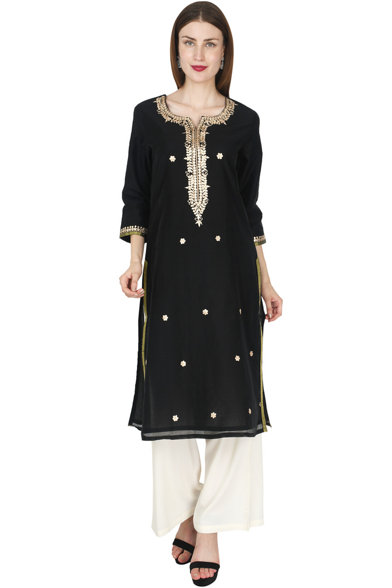 Black Chanderi Kurta