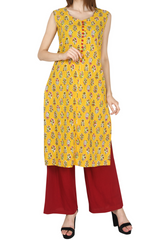 Block Print Sleeveless Kurta