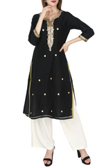 Black Chanderi Kurta