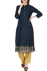 Black Chanderi Kurta