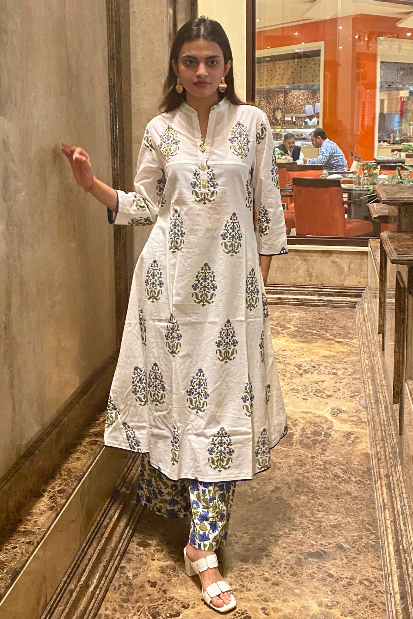 Block Print Gheredar Kurta Set
