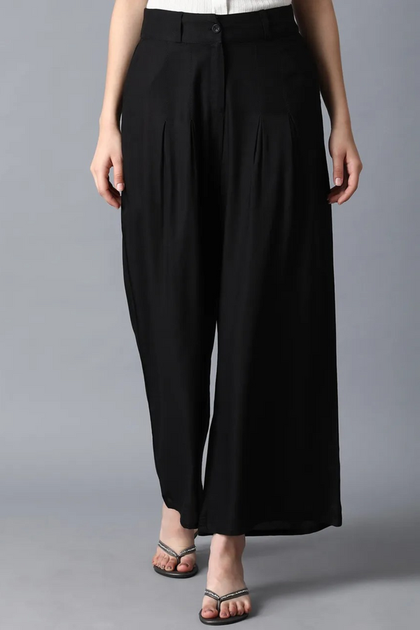 Black Palazzos with Inverted Pleats